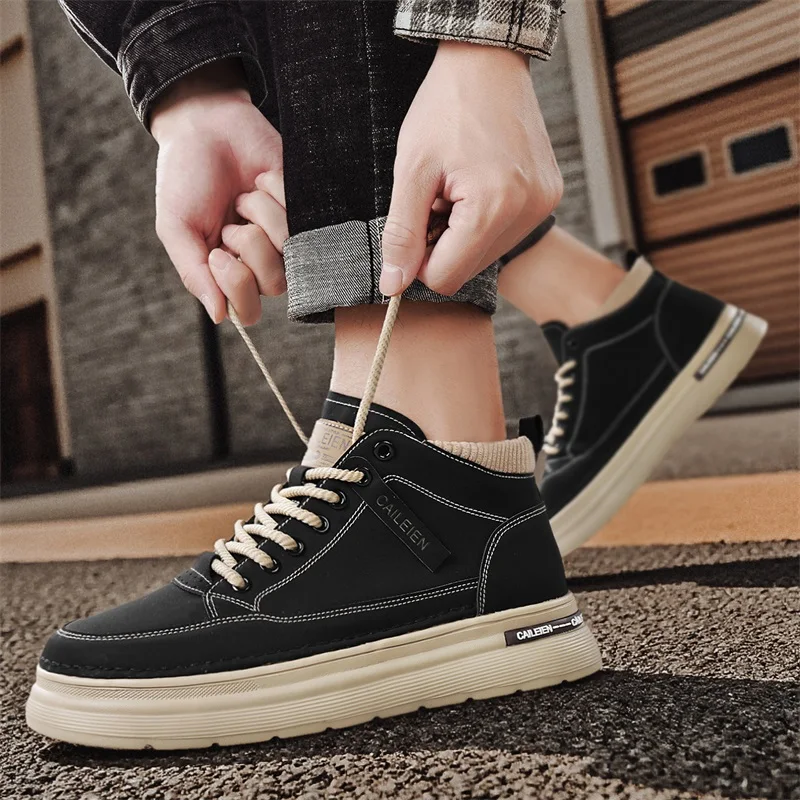 

2026 New Spring Premium Men's Retro Work Boots Chunky Platform Wear-Resistant Casual Boots