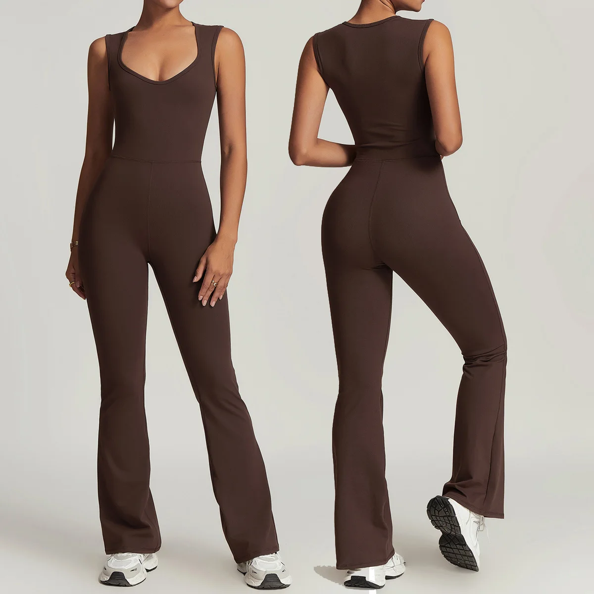 

Yoga Set One-piece Jumpsuit Flared trousers Women Fitness Outfit Female Seamless Skinny Activity Wear Bodybuilding Bodysuit 8604