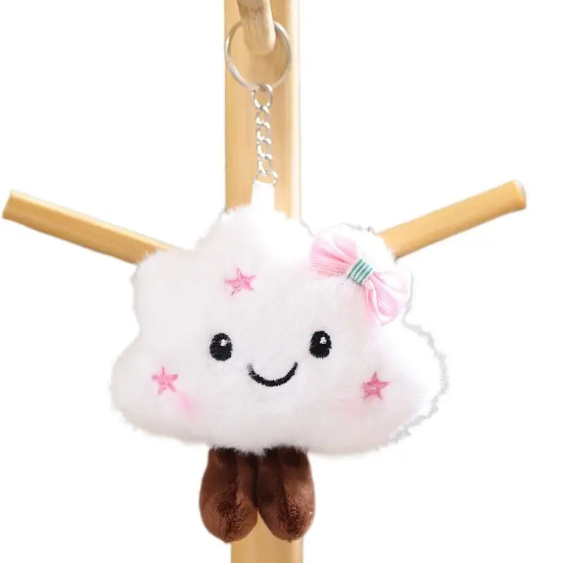 Porte-clés nuage blanc, jouet en peluche, Mini Couple, pendentif de sac à dos, poupée de dessin animé, sac de livre, décoration, accessoires de bricolage, 1 pièces