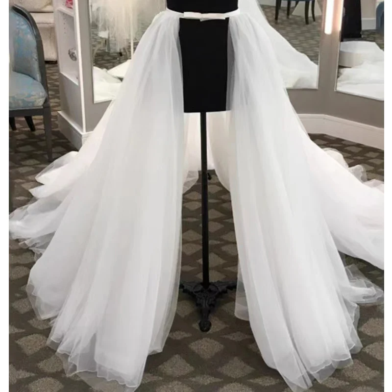 Gonna rimovibile da sposa con treno staccabile in Tulle per abiti da sposa di lusso con fiocco soprabito