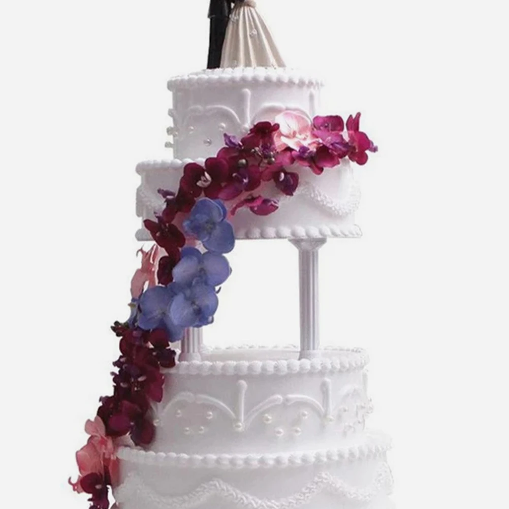 

16Pcs Cake Support Rods Roman Column Plastic Pillars Tiered Cake Stand Wedding Party Display Pillars for Decoration