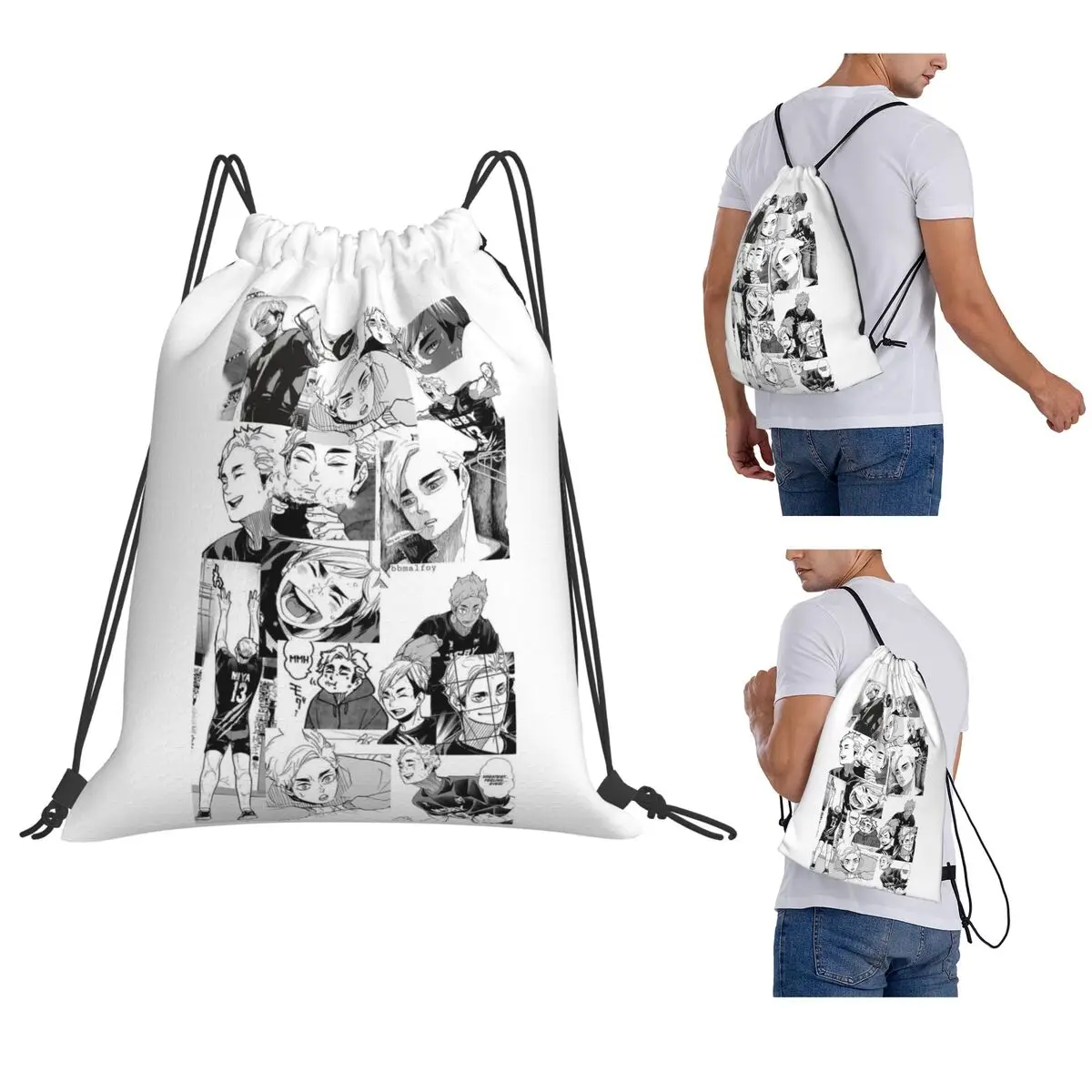 

Haikyuu Anime Sakusa Kiyoomi And Atsumu Manga Backpacks Drawstring Bundle Pocket Sports Bag Book Bags for Man Woman School