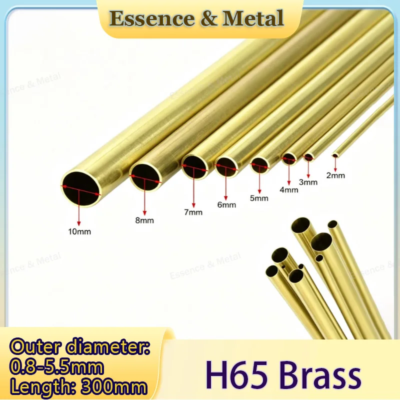 2PCS H65 Brass Tube Outer Diameter: 0.8/0.9/1/1.2/1.3/1.5/1.6/1.8/1.9/2/2.2/2.5/3/3.5/4/4.5/5/5.5mm Length: 300mm Capillary Tube