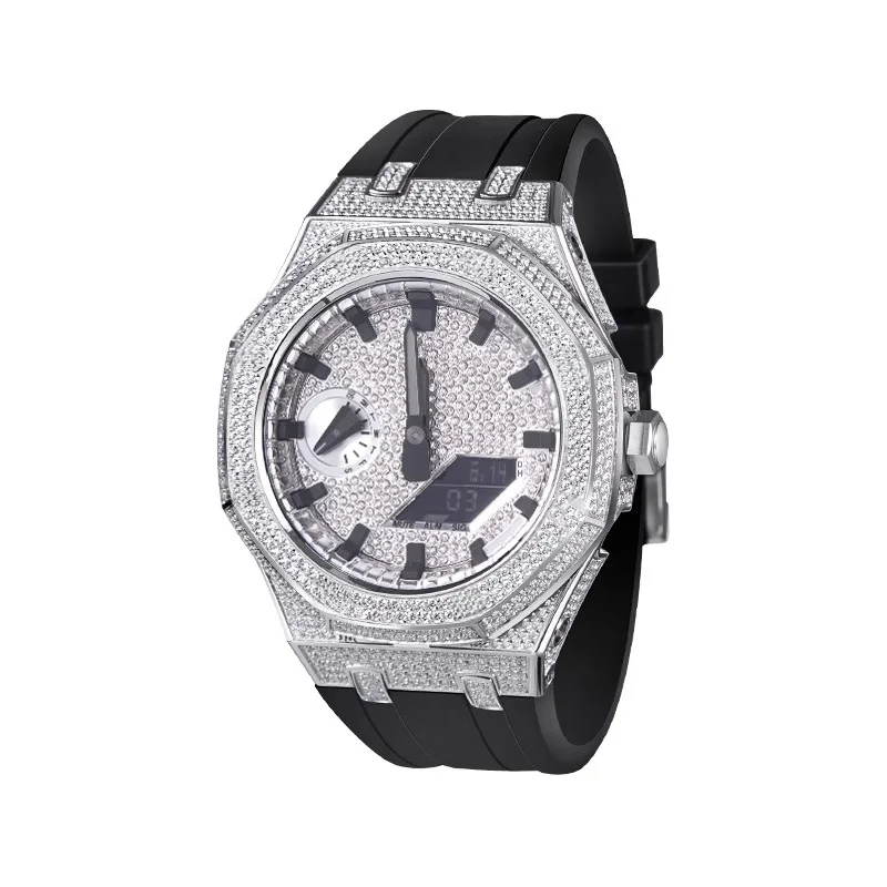 カシオ-g-shock時計ストラップセット,ダイヤモンドがちりばめられたダイヤル,ジルコニア付きケース,改造されたインナーシャドウサークル,ga2100