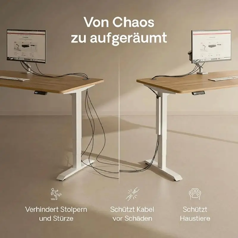 Adjustable Under Desk Cable Managements System Mount Smooth Wire Organization for Standing Tables & Workstations