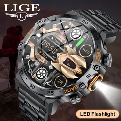 LIGE Smart Watch Men 360*360 AMOLED HD Screen Waterproof Sport Fitness Watches Flashlight New Men Smartwatch For Andrio IOS 2025