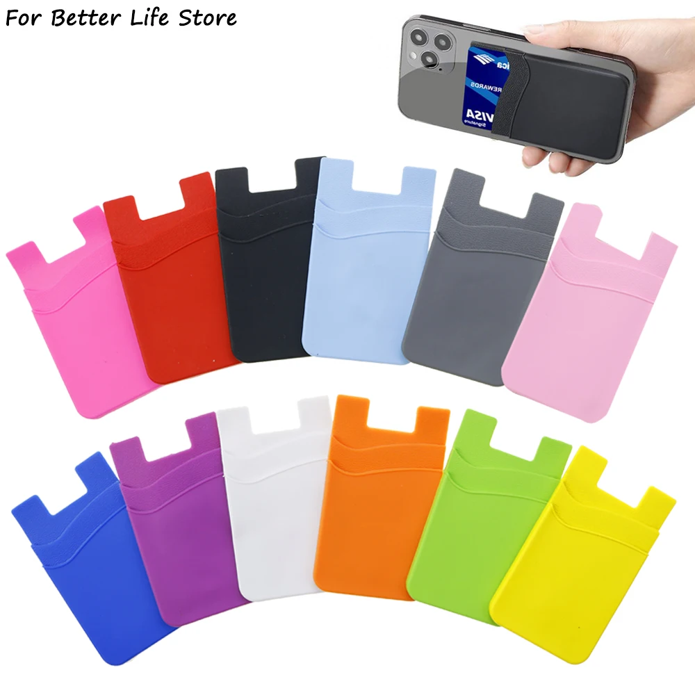 1Pc 12 Colour 20G Silicone Card Holder WalletStick On Credit Pocket  ID  Mobile For Waterproof Protection  Back Slot  Stand