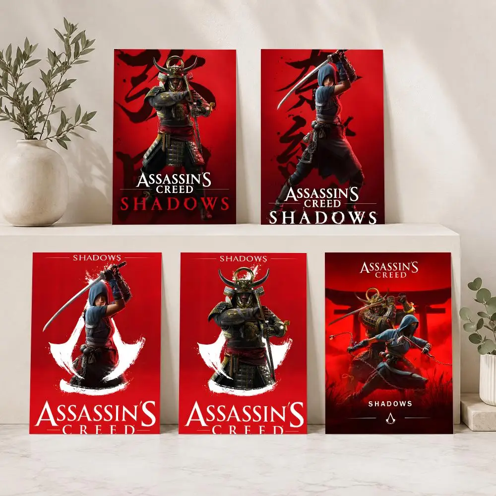 Videogame A-Assassins Creed Shadows Calligraphy Durable Canvas Poster Wall Hanging Home Interior Decoration Art Mural Gift