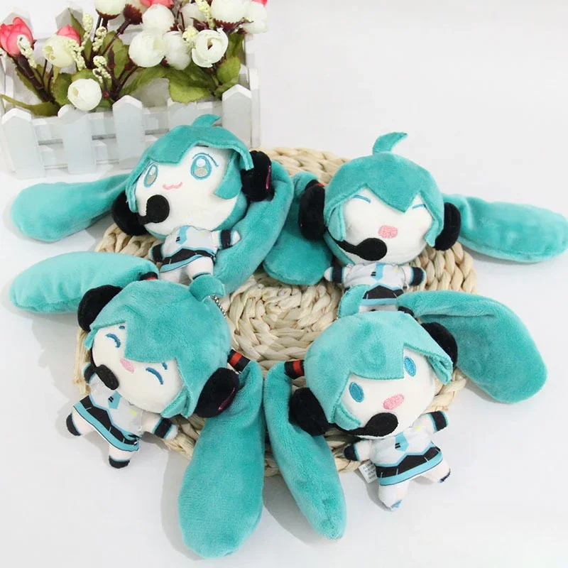 10cm Hatsune Miku Plush Keychain Cute Anime Miku Soft Stuffed Dolls Bag Pendant Backpack Keyring Car Toy Ornament Christmas Gift