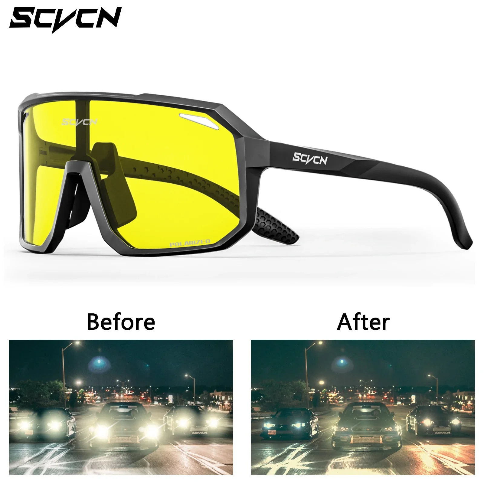 AliExpress SCVCN Night Vision Glasses Cycling Glasses Driving Eyewear Fashion Polarized Sunglasses Y2K UV400 Eyeglasses Mtb Goggles Man
