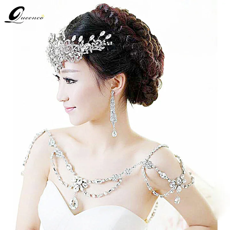 New Big Necklaces Bridal Jewelry Vintage Shoulder Chains Pendant Long Necklace Wedding Shoulder Strap Bridal Accessories