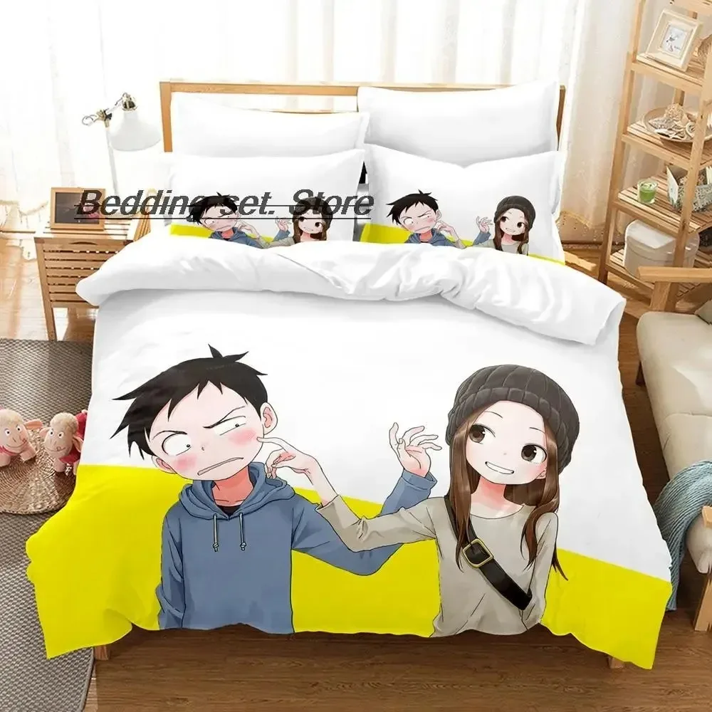 

Teasing Master Takagi-san Bedding Set Single Twin Full Queen King Size Bed Set Aldult Kid Bedroom Duvetcover Sets Anime Bed