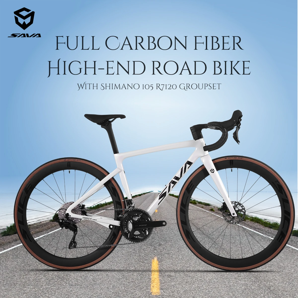 

SAVA F20 Full Carbon Fiber Road Bike Hot Sale Bike Racing Bike 24 Speed Adult Road Bike 8.3kg with SHIMAN0 105 R7120 Kit