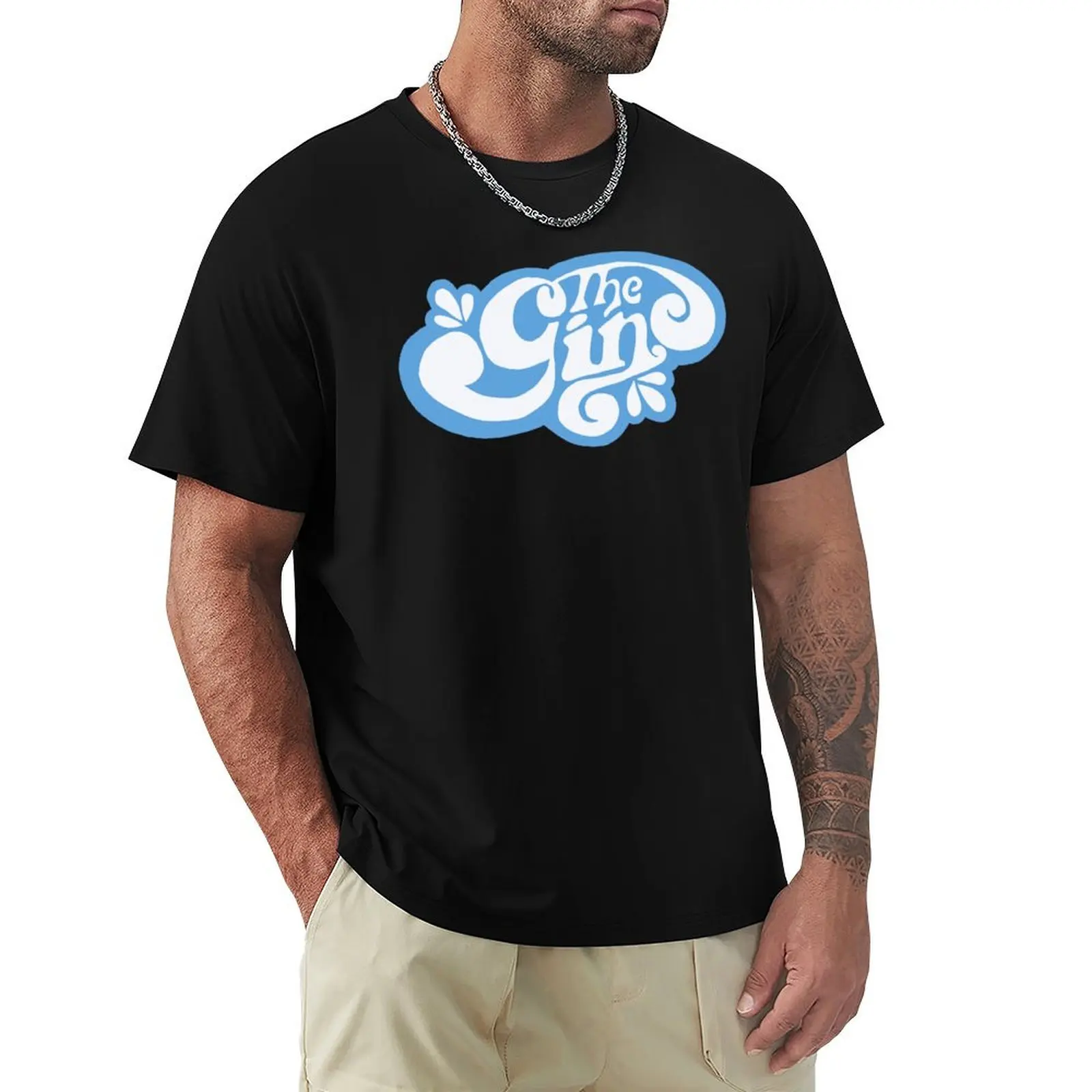 The Gin Powder Blue T-Shirt Large Size Basic Casual T-Shirt