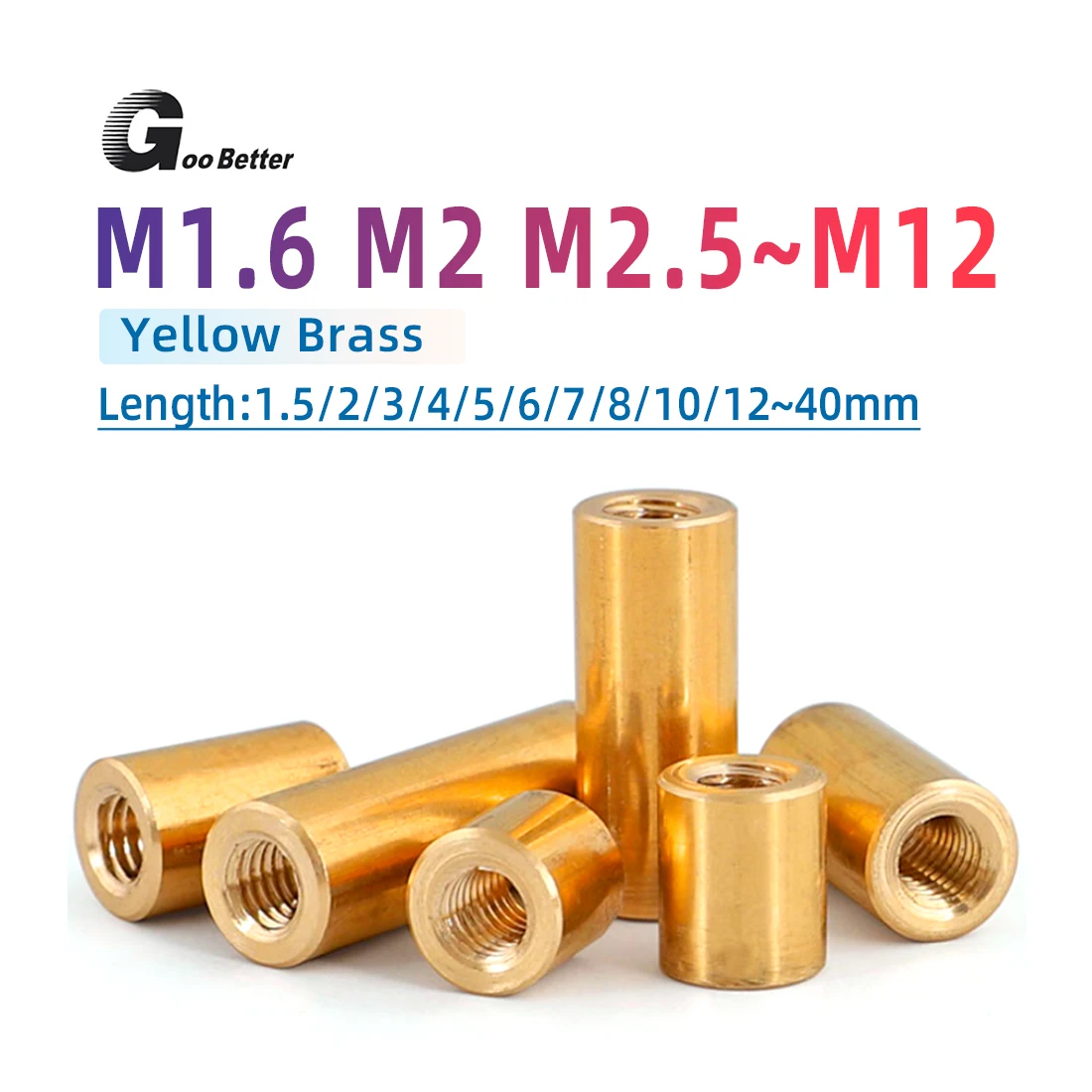 

M1.6 M2 M2.5 ~ M12 Brass Extend Long Lengthen Round Coupling Nut Sleeve Tubular Nuts Joint Sleeve Nut