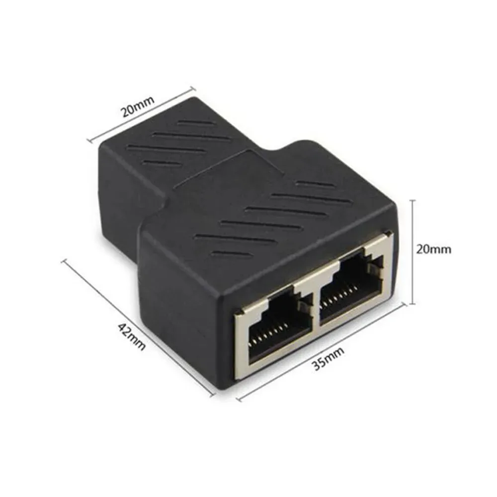 J45 1 To 1/2 LAN Ethernet Network Cable Female Splitter Adapter Connector Splitter Extender Plug Network Tee Head Connection