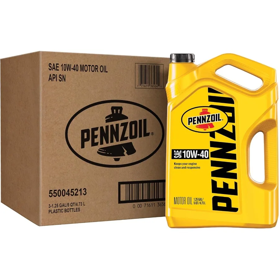 

Pennzoil Motor Oil 10W-40 for High-Performance Engines 5 Quart 3 Pack Ideal for Heavy-Duty Driving and Extreme Temperature Cond