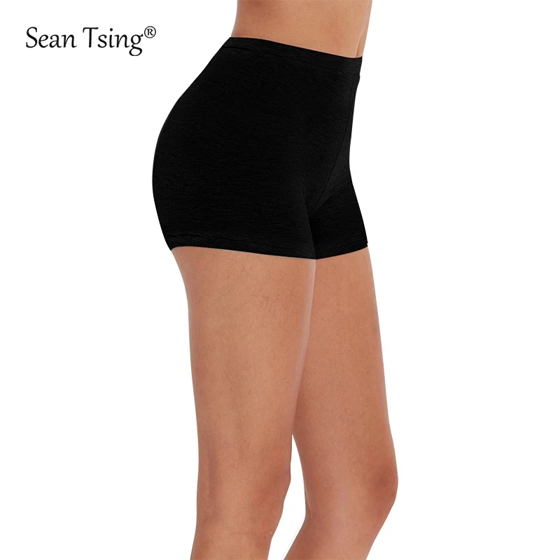 Sean Tsing® Soft Viscose Basic Shorts Woman Casual High Waist Slimming Fitness Thin Short Leggings Sportwear Active Wear