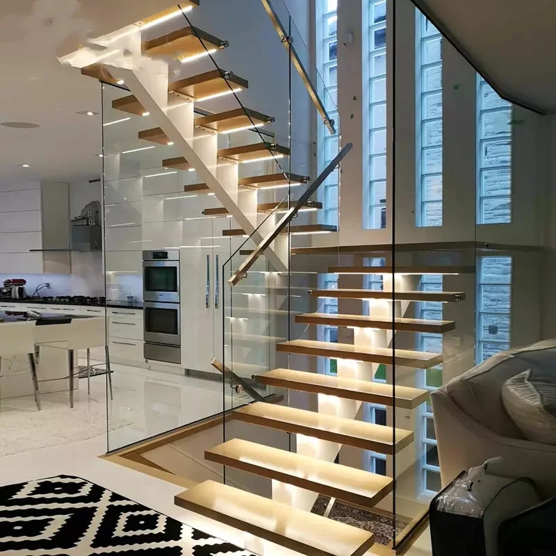 Custom. cbmmart modern stylish tempered glass steps stainless steel frame circular stairs staircase