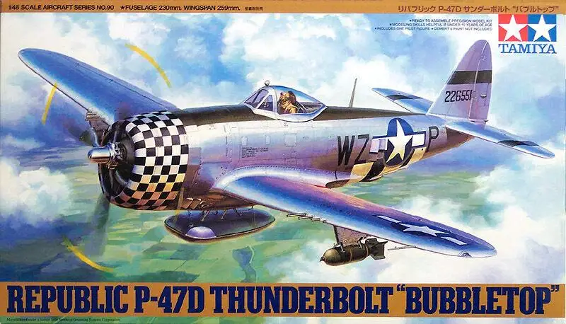 

Tamiya 61090 1/48 Aircraft Model Kit USAF Republic P-47D Thunderbolt BubbleTop