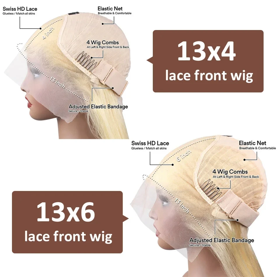 Loira Reta Lace Frontal Peruca, HD Lace Front Peruca, Cabelo Humano, Perucas Glueless, Pronto para Vestir, 30 em, 613, 13x6