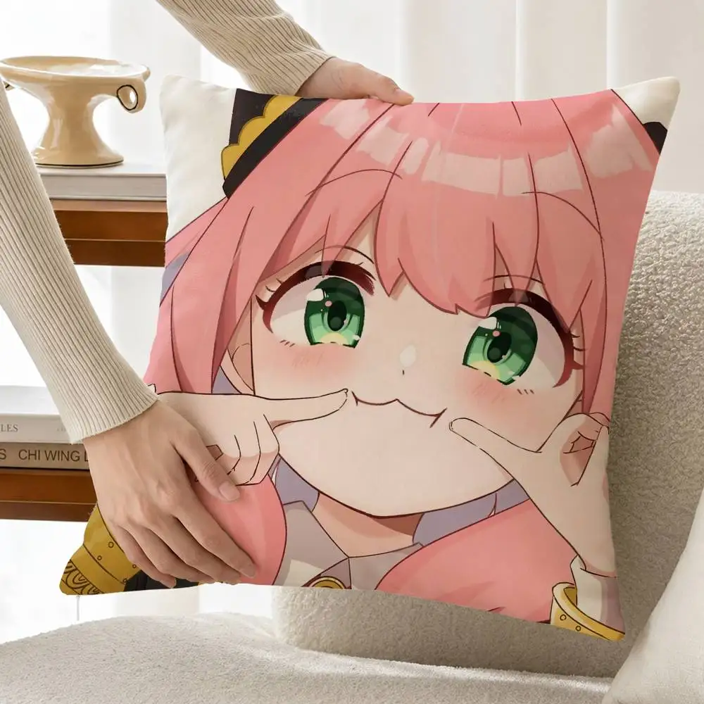 Cute S-Spy-Family Anime A-Anya Custom Double Sided Print Square Pillow Cushion Cover