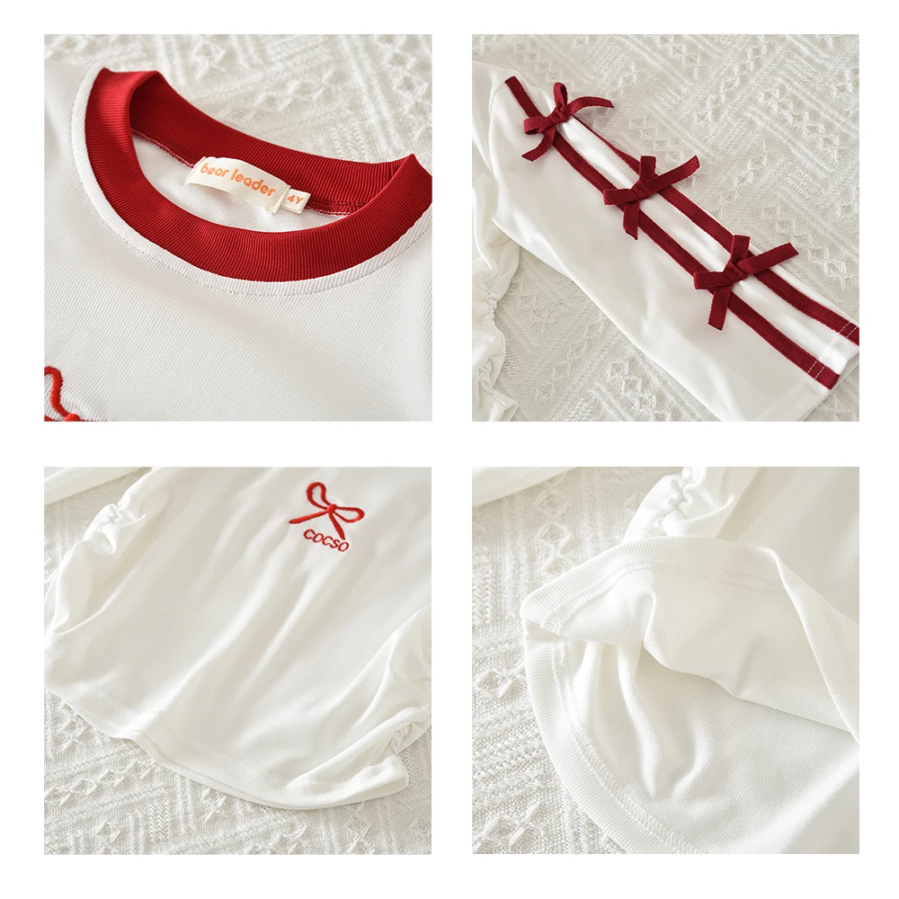Bär Führer Herbst Neue Rote Mädchen Kleidung Mode Sport kinder Set Bogen Brief Stickerei Langarm Top + Arbeit Hosen – Detail 15