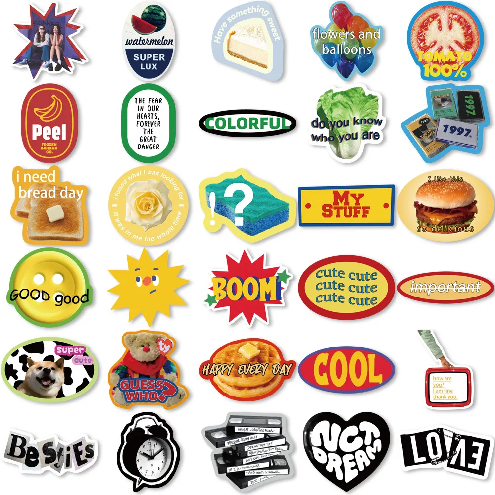 60PCS Ins Retro Cartoon Vintage Stickers Korea Style Cute Decoration DIY Laptop Motorcycle Phone Fridge Graffiti Kids Toys Gifts