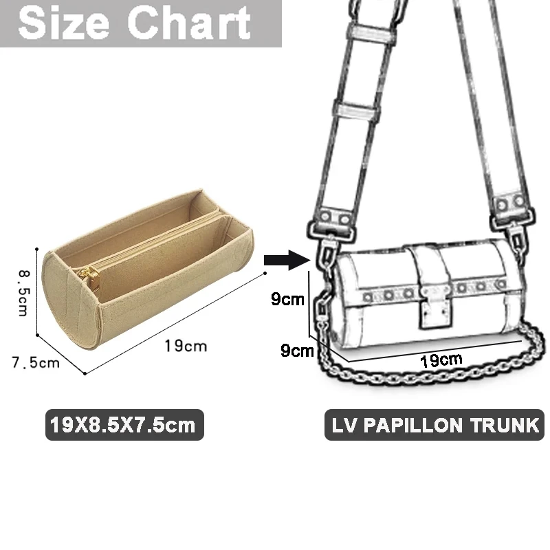 Felt Insert Bag Inner Organizer Storage Organizer for L Papillon Trunk Bag Felt Cloth Material