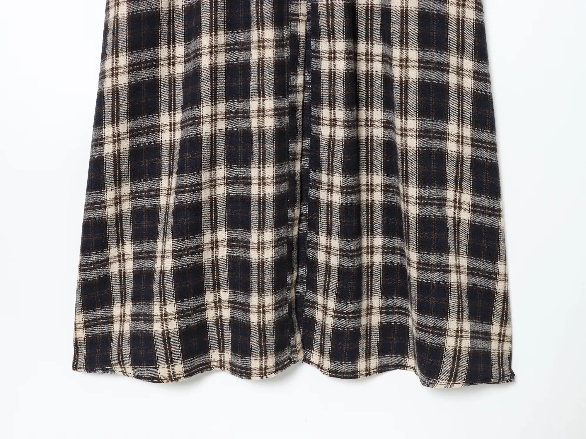 Frauen Frühling Herbst Vintage Casual Plaid Print Lange Kleid Weibliche Volle Hülse Taste Kleid Dame Elegante Falten Dünnes Hemd Kleider