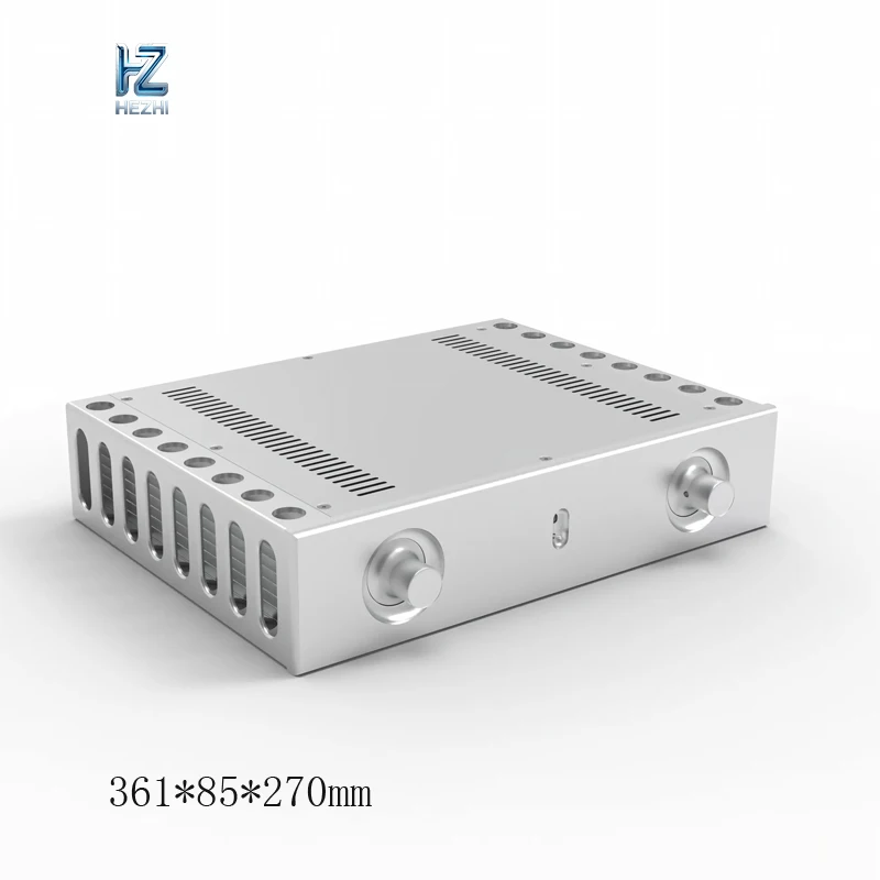 Hezhi Audio 361*85*270mm Power Amplifier Chassis Aluminum Heat Dissipation Enclosure DIY Amplifier Case Shell