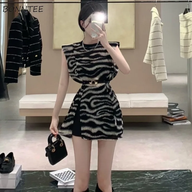 Mini Ärmellose Kleider für Frauen Oansatz Mode Weiche Junge Casual Kleidung High Street Sommer Coole Mädchen Beliebte Ins Harajuku