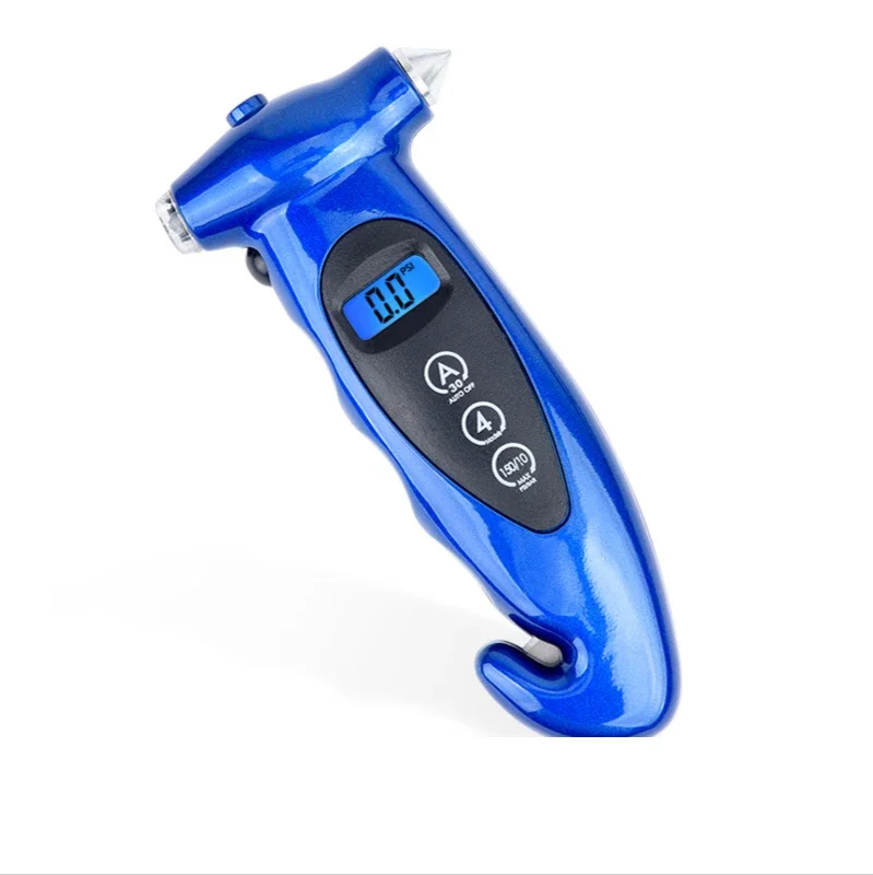 High precision 5-in-1 multi-function digital display car tire pressure gauge automotive safety hammer tire gauge