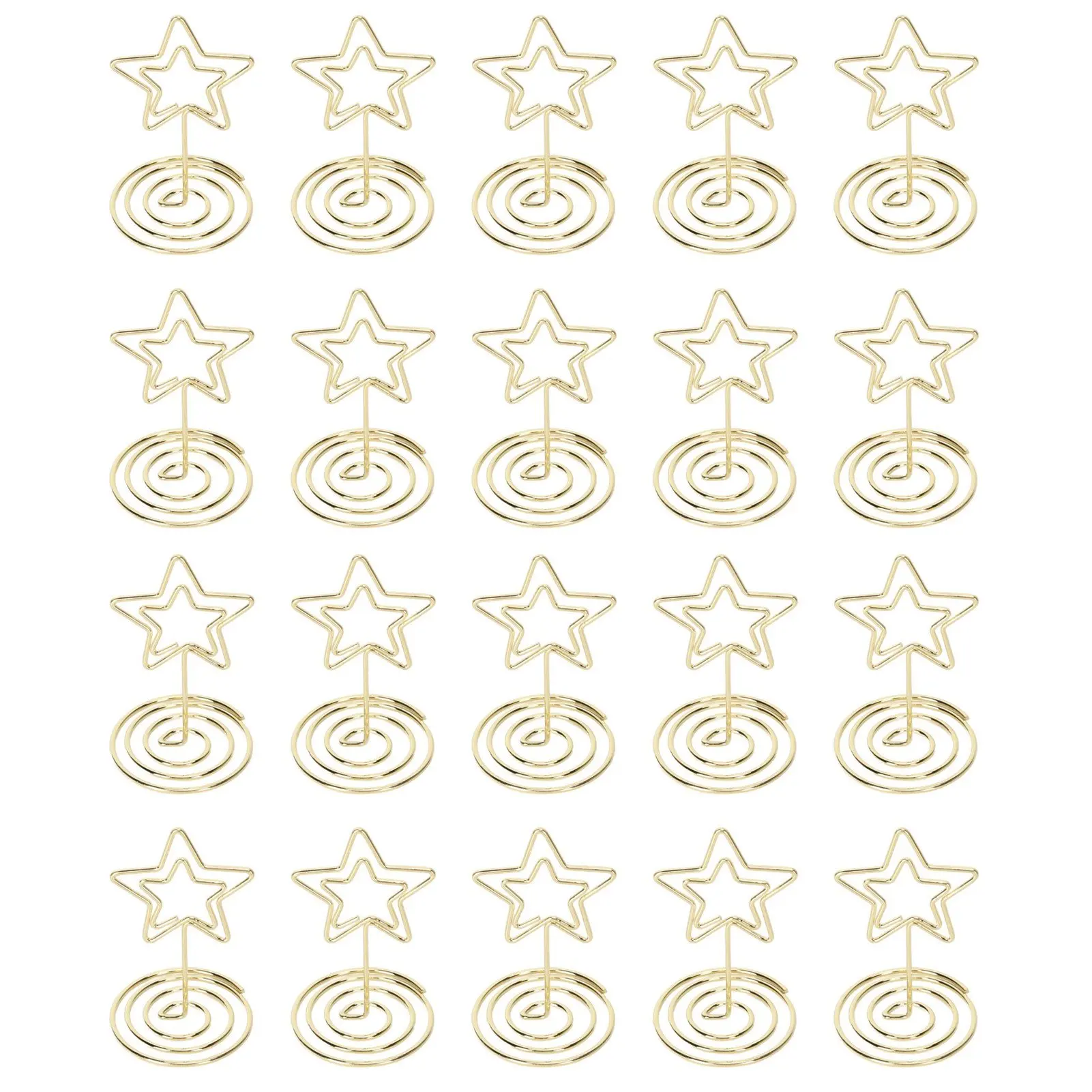 20PCS Place Card Holder Small 5 Pointed Star Shape Photo Picture Holders Table Card Holder Gold