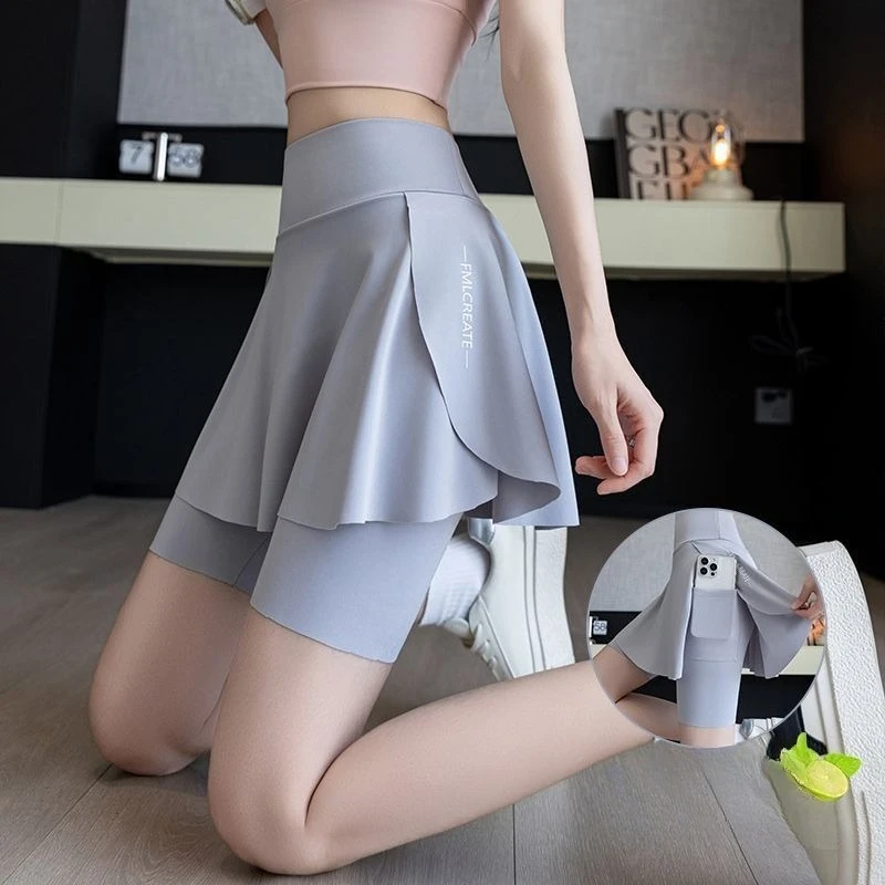 

Fake Two Piece Skirt Leggings Yoga Tennis Shorts with Pockets 3 Lengt Bike Shorts for Women Running Gym Outdoor