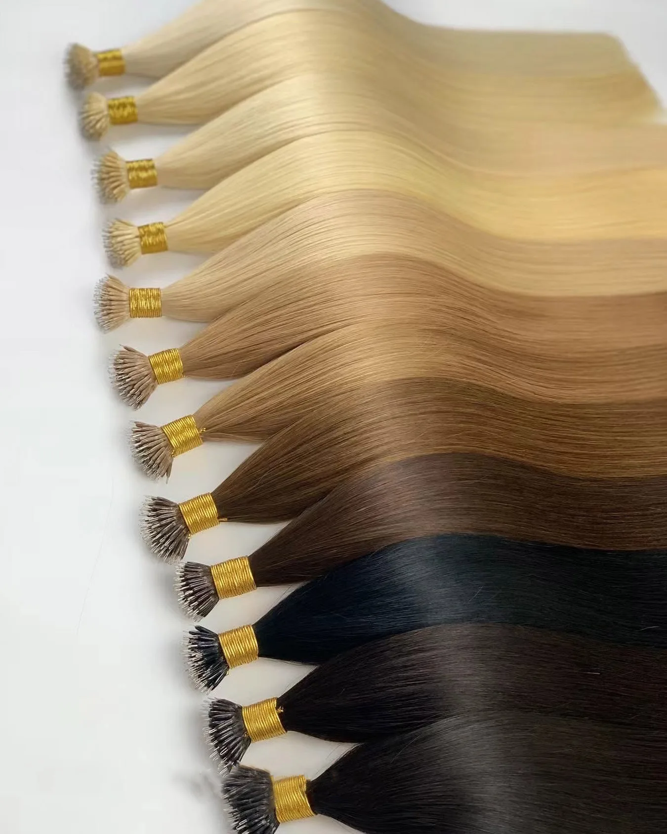 Remy-Haar, Nano-Ringspitze, Mikroperlen, echte Remy-natürliche europäische Echthaarverlängerungen, Highlights, 45,7–76,2 cm, 100 % Echthaar
