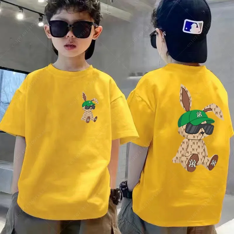 T-shirt à Manches Courtes pour Garçon et Adolescent, Vêtement de Marque de Luxe, Motif de Lapin Animé, Y-3-14 Ans