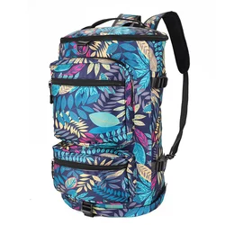 Travel Bucket Backpack Print Luggage Handbags Foldable Maple Leaf Flower Pattern Shoulder Schoolbag Waterproof Fitness Bag