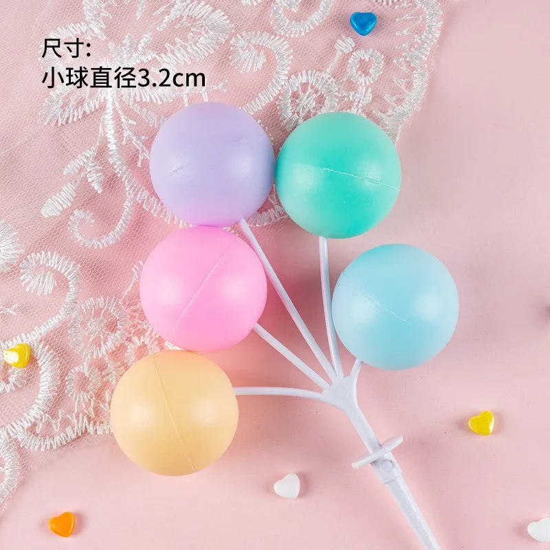 5 قطع من زينة الكيك: أوتار بالونات بلاستيكية ملونة غير صالحة للأكل، كرات مستديرة تحجب الألوان القديمة لتزيين طاولة حلوى أعياد الميلاد #5