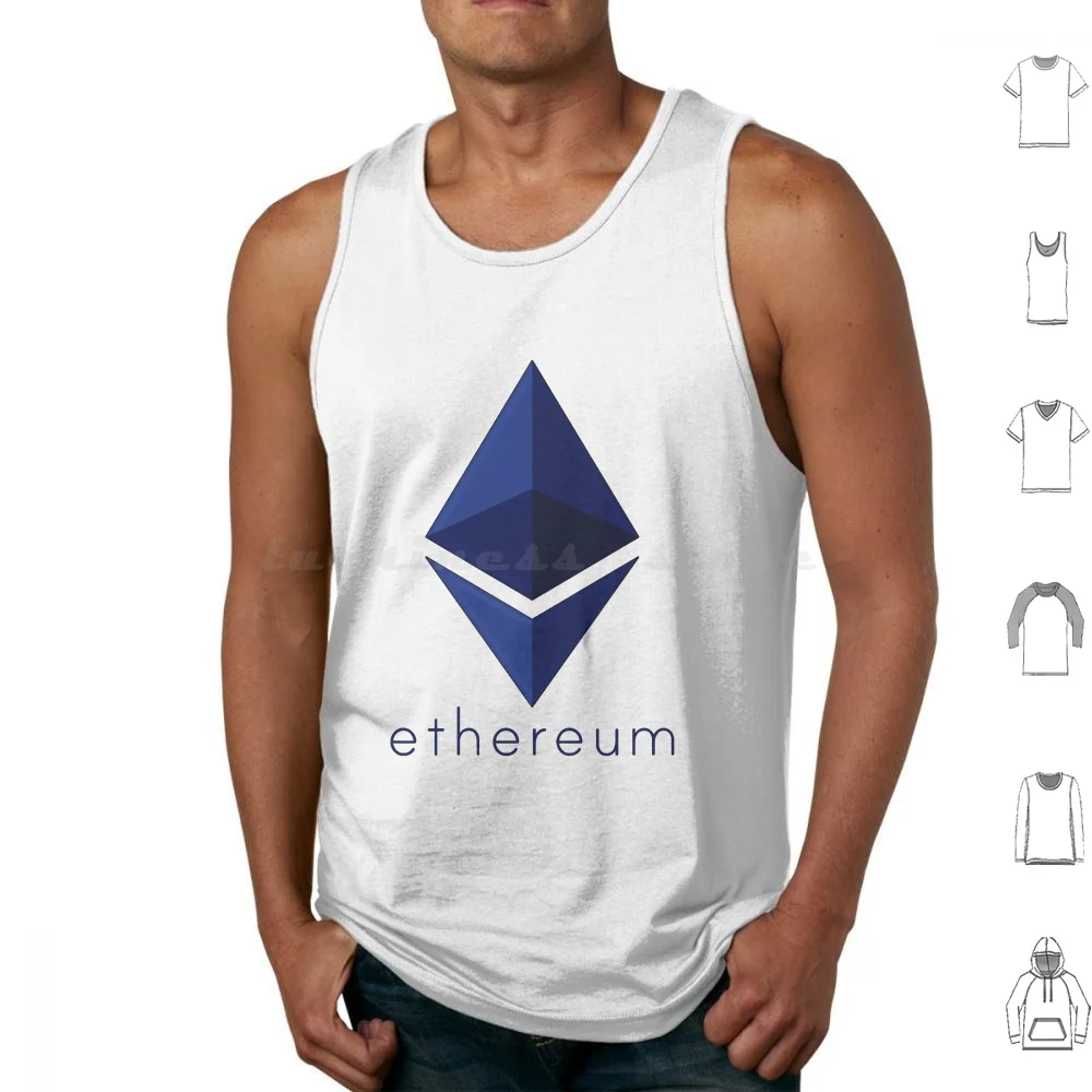 Débardeurs bleus Ethereum sans manches, Ethereum, Etherium, Bitcoin, Cryptomonnaie, Blockchain, Noir