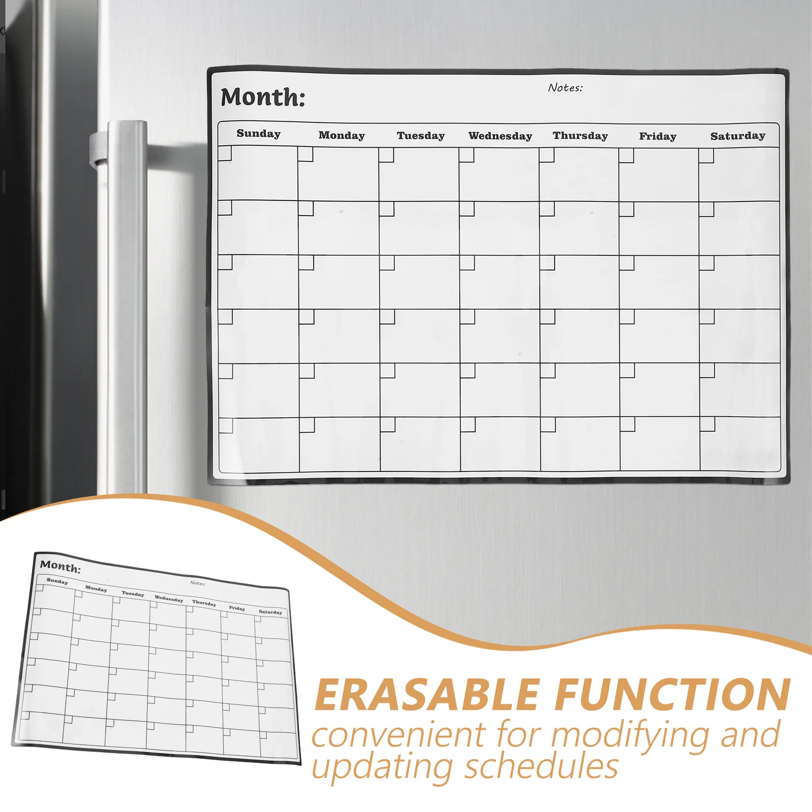 Calendario mensile magnetico cancellabile a secco, grande agenda per lavagna bianca, per frigorifero, organizer per l'home office, calendario cancellabile a secco