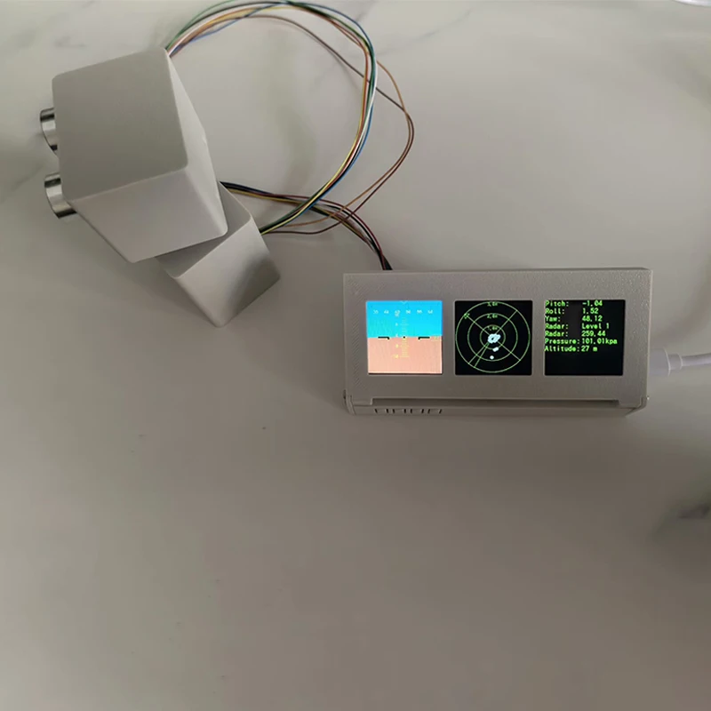 Three 1.54-inch screens simple attitude indicator 360° ultrasonic radar detection air pressure and altitude model ornament toys