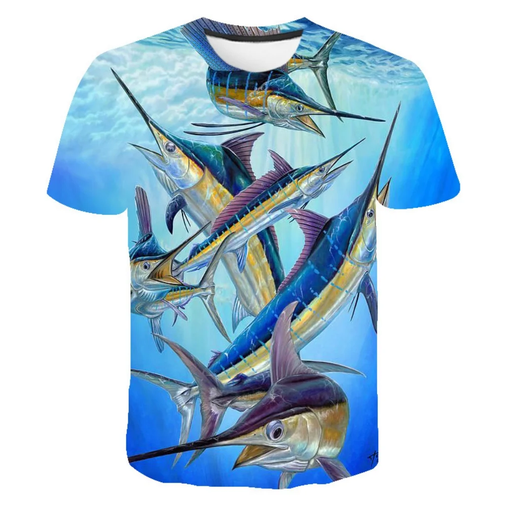 

Fishing Children's T-Shirts Summer Round Neck 3D Print Kids Basic T-Shirts Fashion Cool Top Sports Clothing T-Shirt for Children