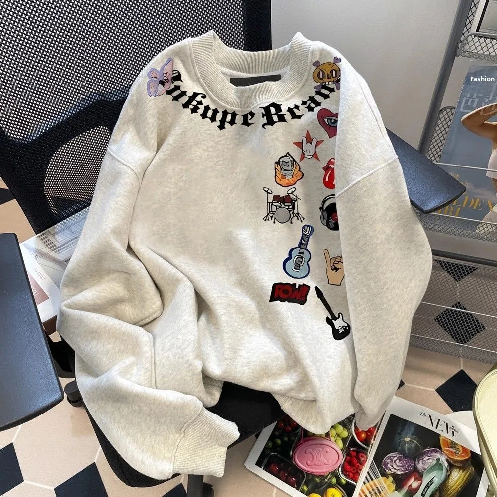 

Свитшот Extra Large Size 300 Pou из чистого хлопка, универсальный, для пар, весна-осень-зима, новинка