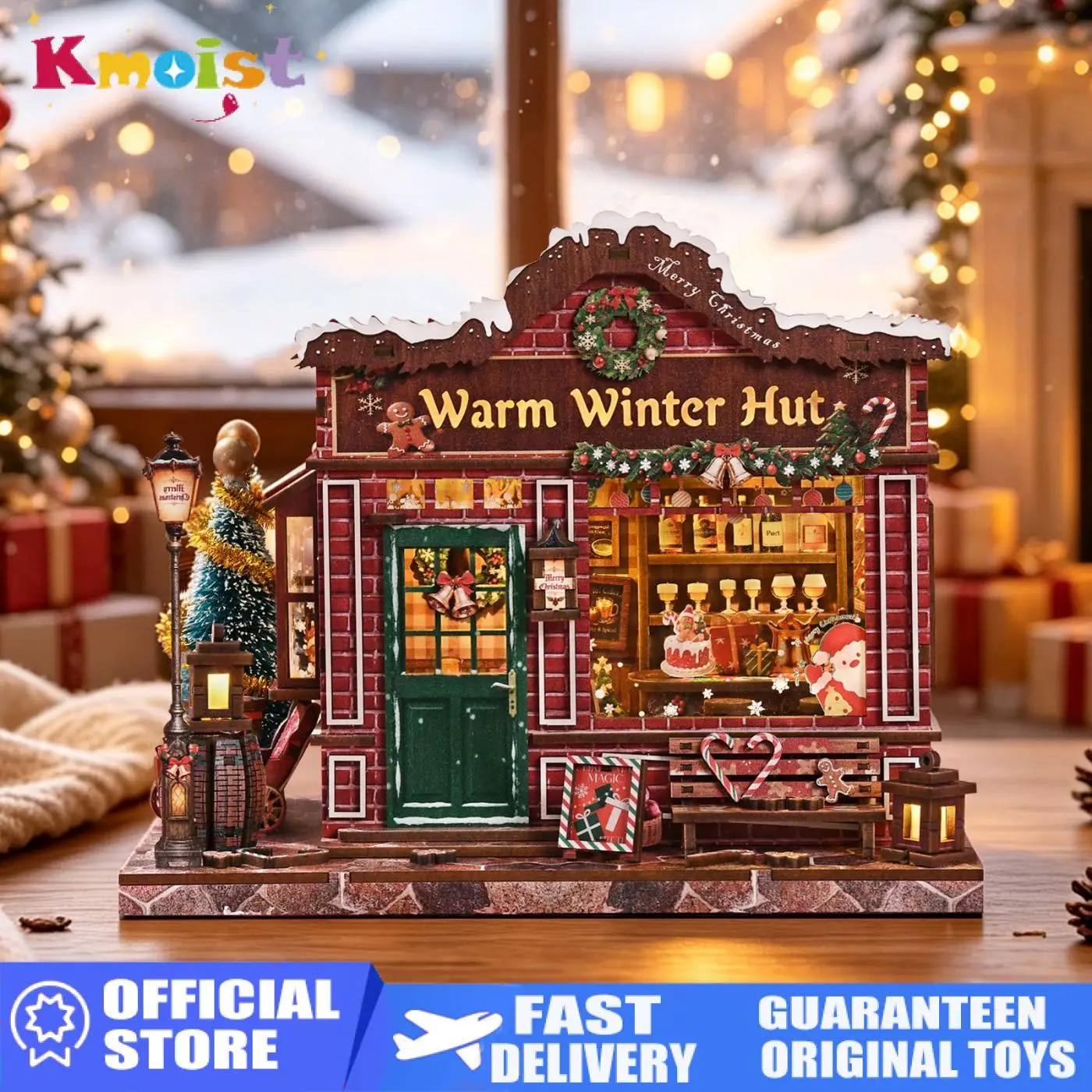 DIY Christmas Snowscape Model Warm Winter Cabin Book Stand with Handmade Assembly Kit Xmas Party Toy Gifts for Adults Home Decor