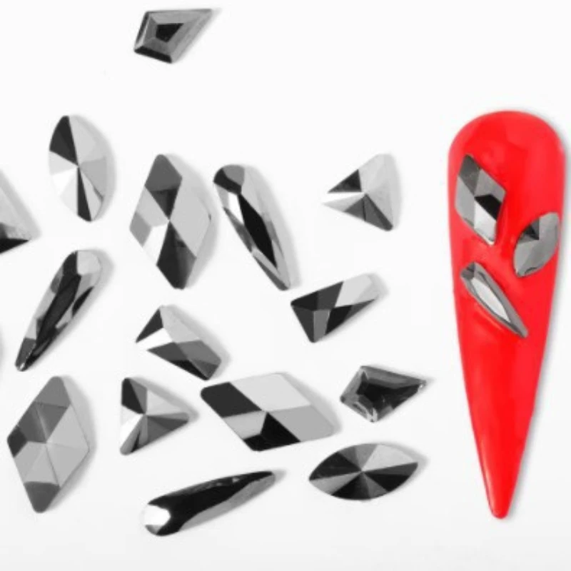 Mixed 40 pcs Set Of Pointed-Bottom Water Drop Marquise-Shaped Glass For Nail Art, DIY Phone Accessories