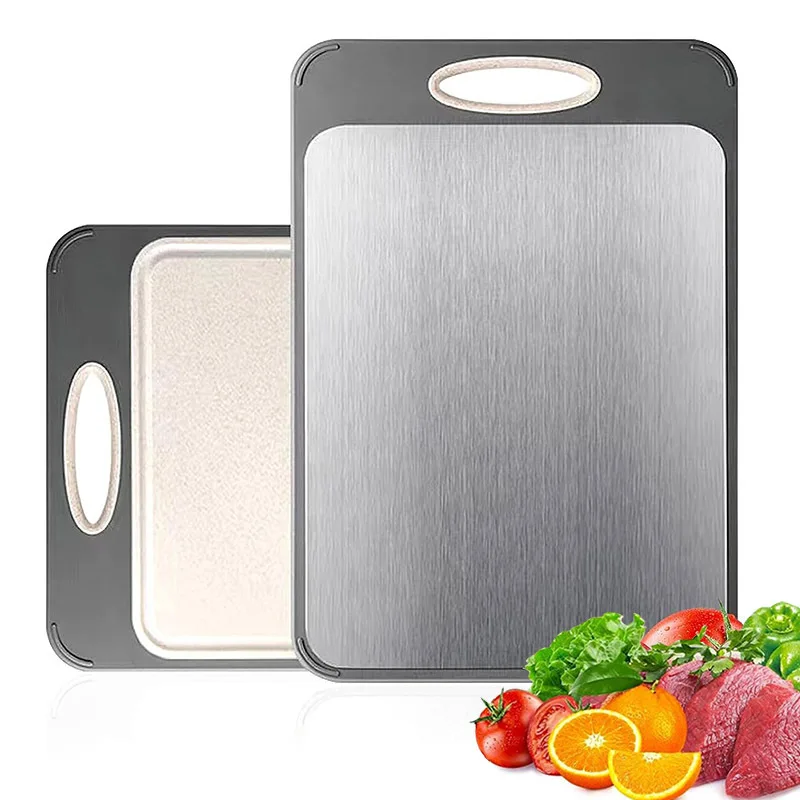 

304 Stainless Steel Chopping Board - Double-Sided Reversible Thickened Kitchen Cutting Board for Food Prep