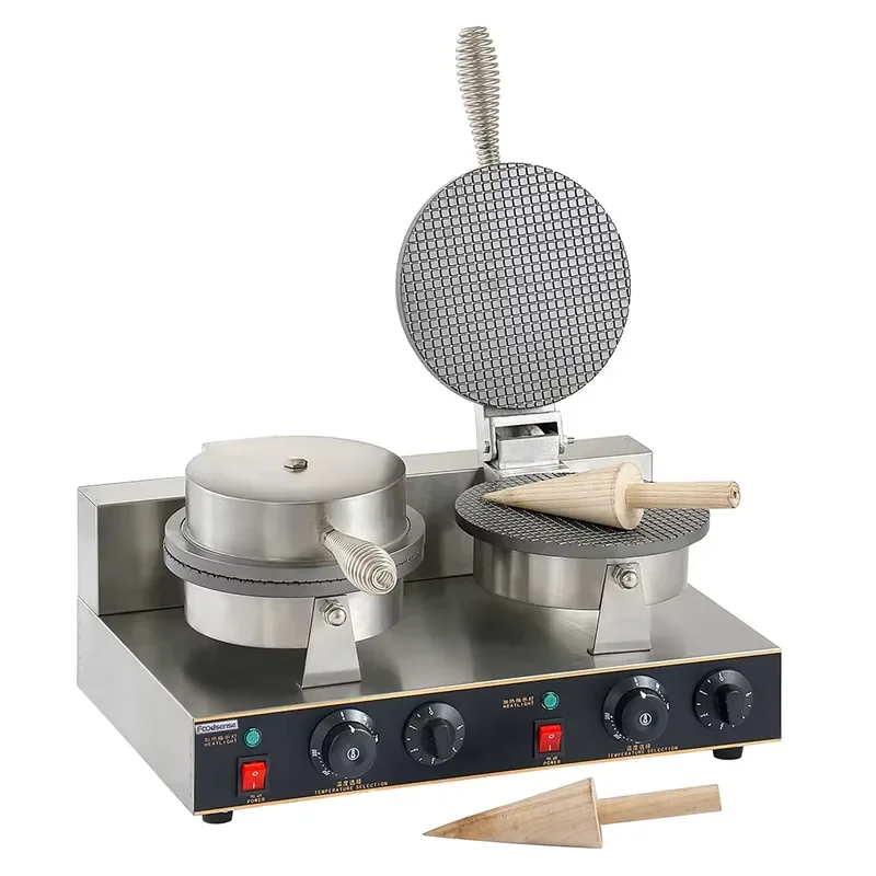 Commercial Double Plate Waffle Maker Industrial Electric Bubble Egg Machine for Big Ice Cream Cone Bakery Equipment Non Stick
