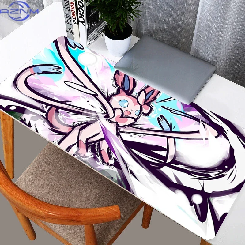 Rubber Mouse Pad Pink Cartoon Fairy Creature Ink Splash Art Print Anti Slip Gaming Desk Mat for Computer Office