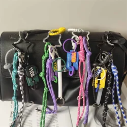 2024 New Creative Trend Letter Brand Keychain Color blocked Weaving Rope Hanging Decoration Men's and Women's Bag Pendant